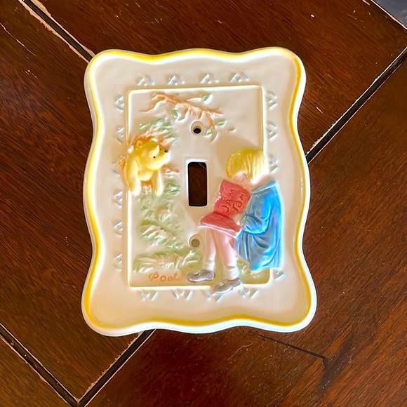 Vintage Winnie the Pooh Light Switch Cover Plate Ceramic Baby Nursery - Picture 1 of 2